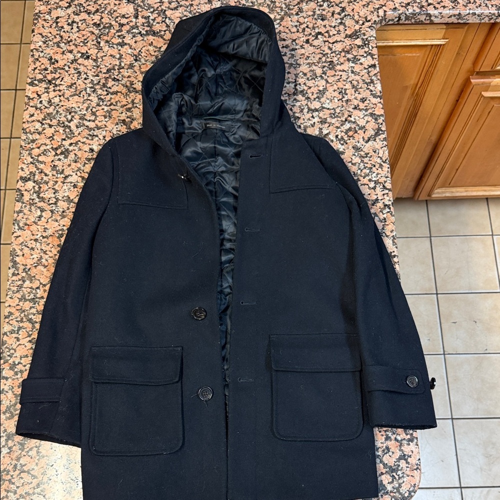 Kid’s Black Hooded Ralph Lauren pea-coat Jacket - Picture 1 of 4